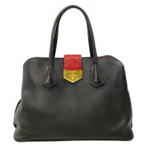 Prada Tessuto Shoulder Bag black red leather